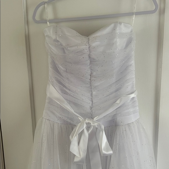 Gunne Sax Jessica McClintock Strapless White tulle glitter maxi dress - Picture 3 of 13